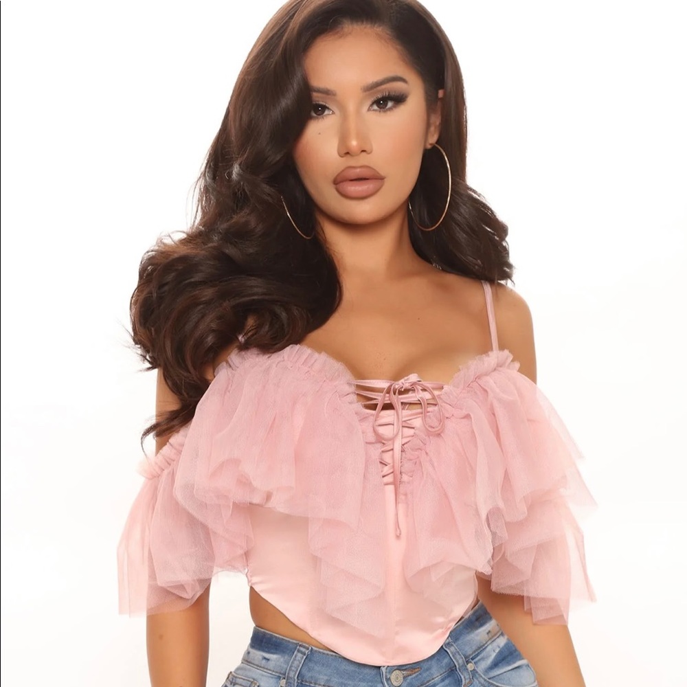 COPY - Pink, FashionNova off the shoulder corset top!